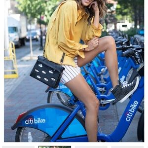 Min + Mon Vali Crossbody Small Black Leather Bag - Eyes Applique